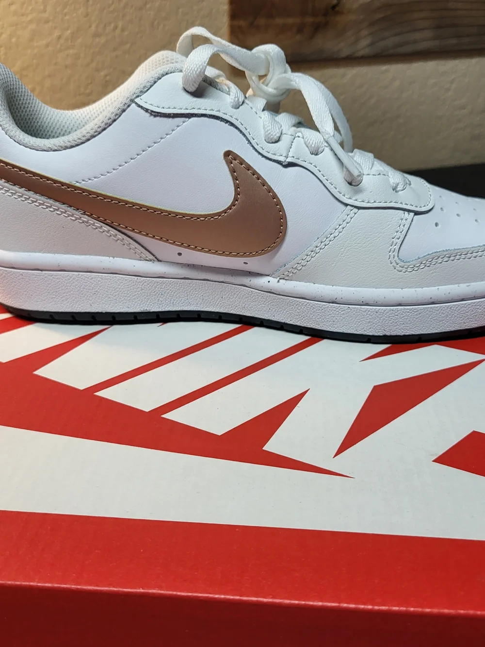 NEW Nike Court Borough Low 2 (GS) White/Metallic Red Bronze Shoes Sz 5Y Womn 7.5